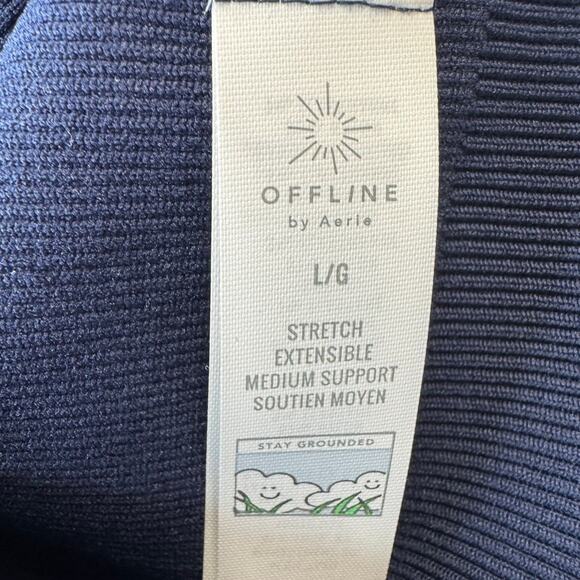 OFFLINE by Aerie Seamless Plunge Sports Bra Royal Navy NWT Large Stretch Fit - Picture 7 of 7